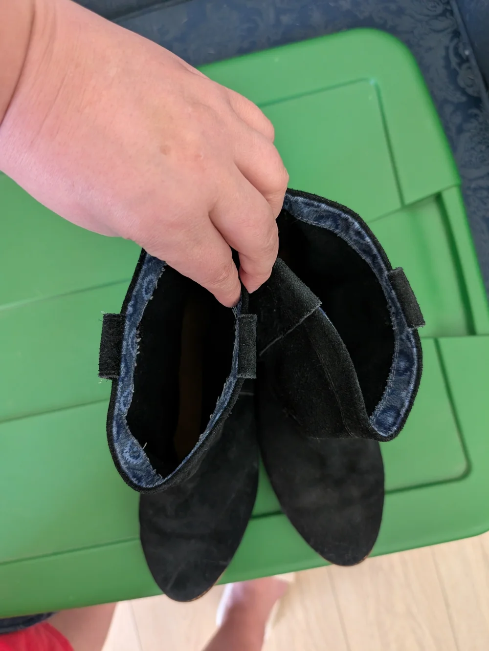 Toms Black Suede Ankle Booties with Low Heel